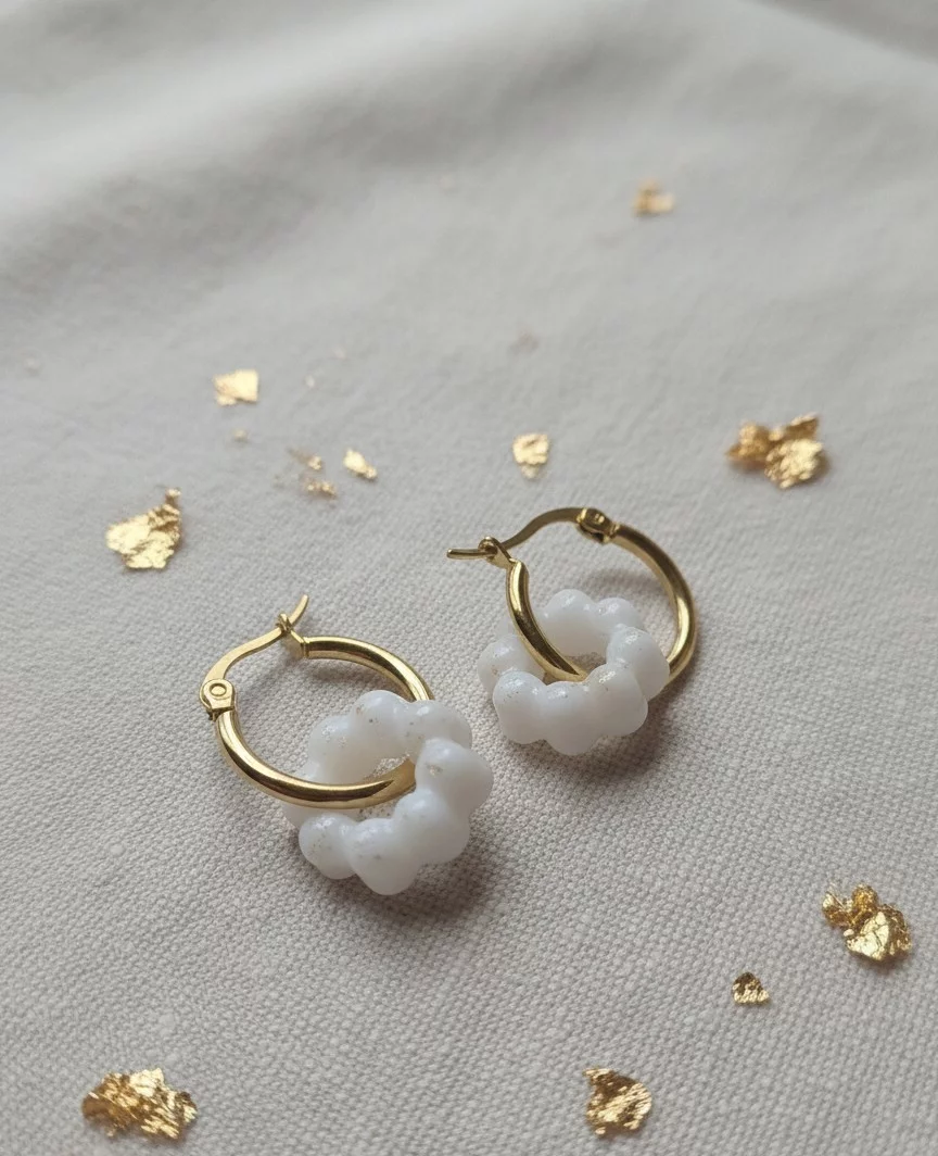 Dormeuses "Épure de Jade" (Blanches)