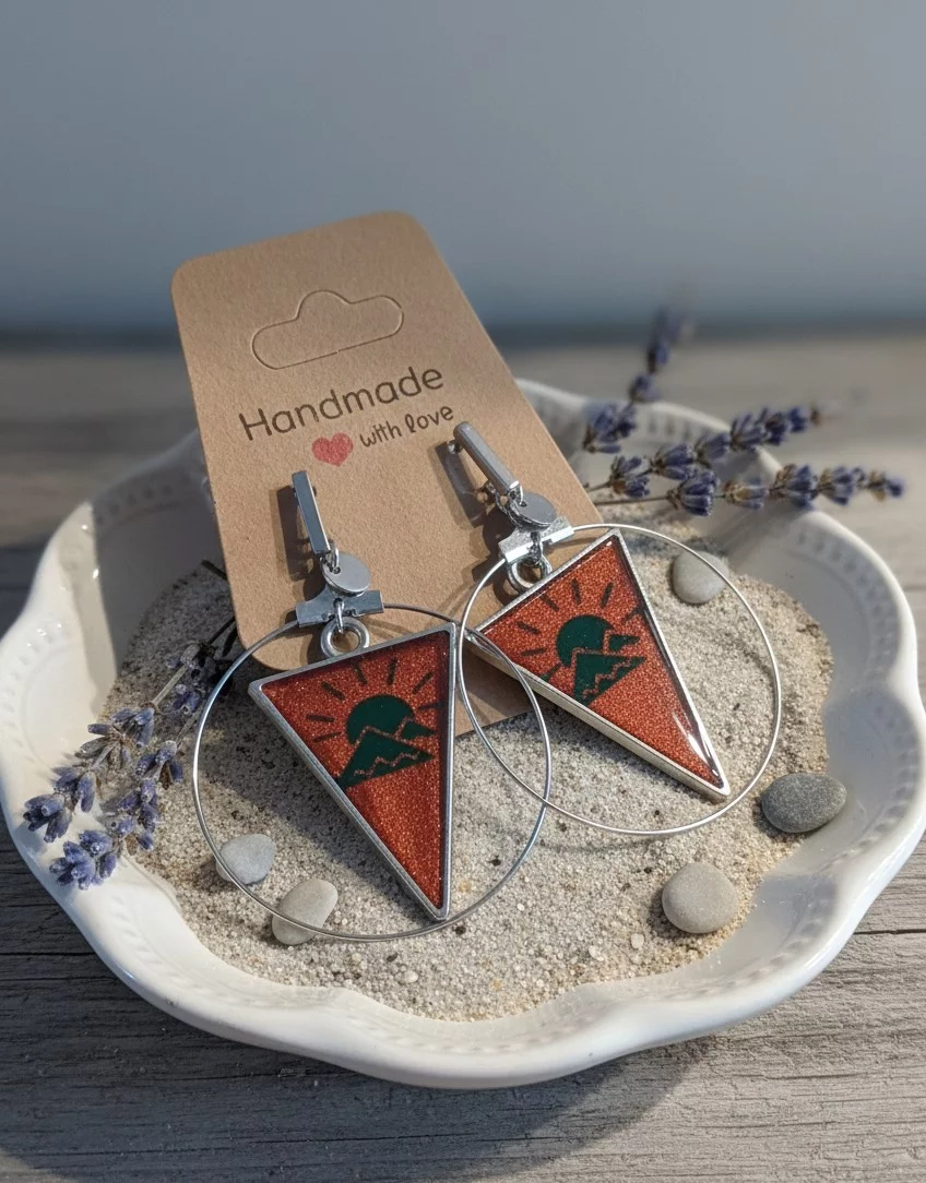 Boucles d'Oreilles "Aurore Boréale" – Éclat Cuivré & Sommets